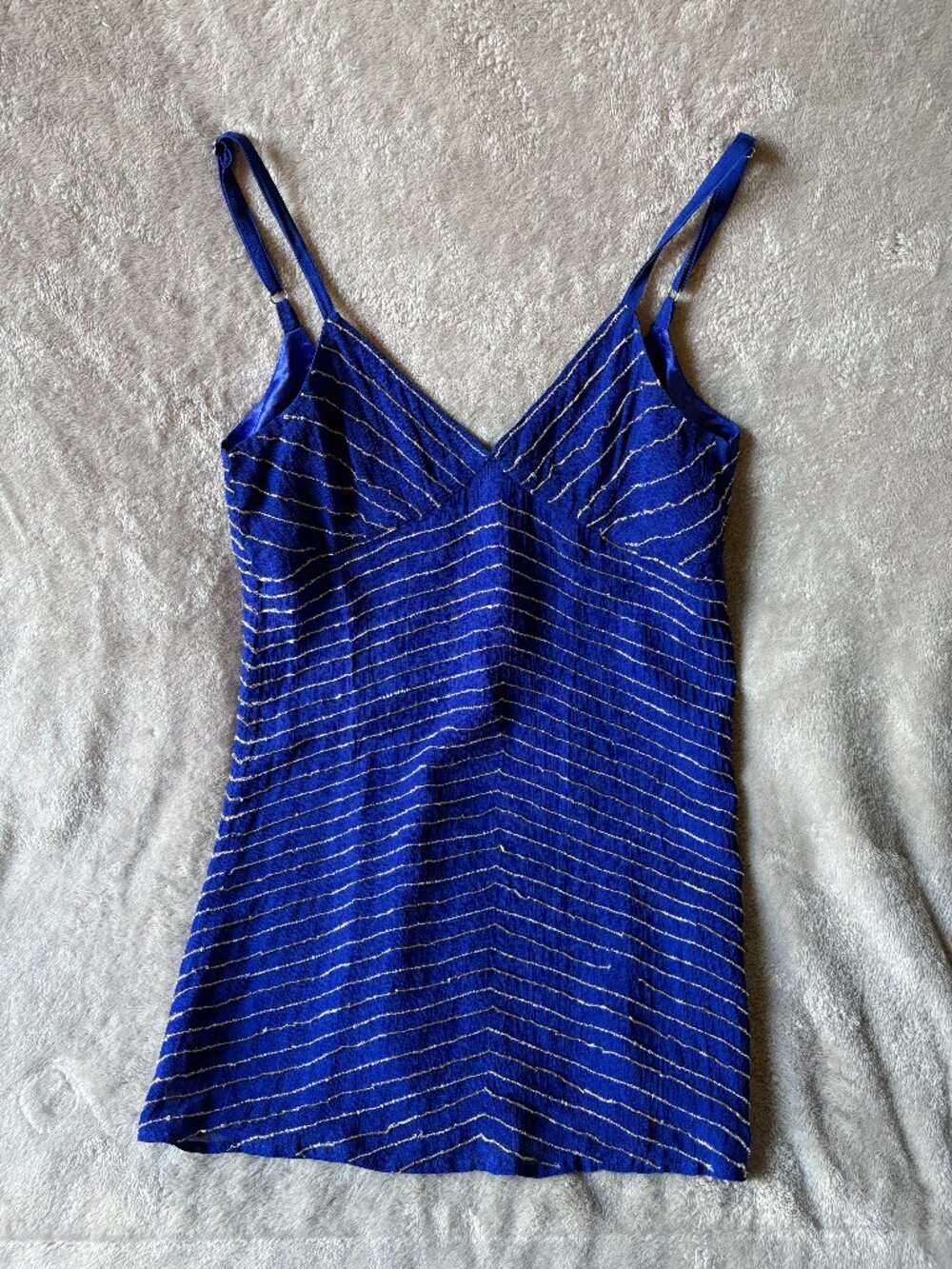 Show Me Your Mumu Callahan Slip Dress Women's XS Cobalt Blue Silver Beaded Party